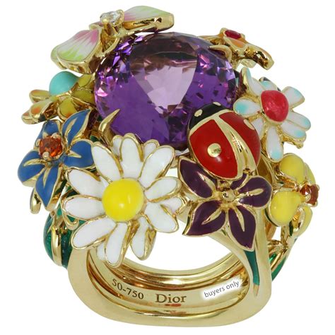 DIOR BAGUE 'DIORETTE' LAQUE, AMÉTHYSTE ET DIAMANTS.